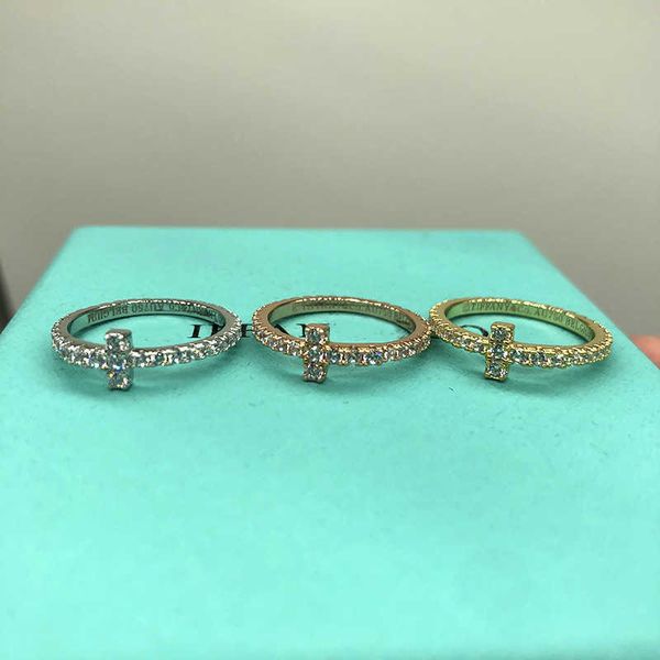 eller tiffay s925 sterling silver t1 ring simple fashion versatile personality rose gold with diamond jewelry